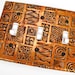 mosaic light switch plate cover, rustic wall decor, black and gold light switch cover, tribal decor CP-016-T1