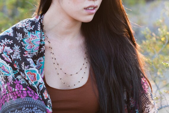 Black Spinel Linked Necklace