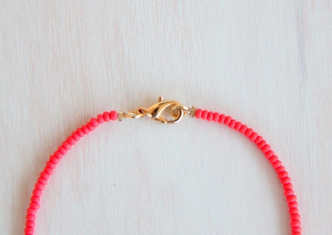 Gold Dipped Bar Bracelet - Coral