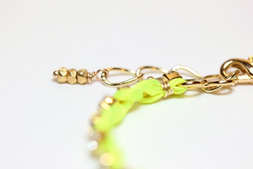 Rhinestone Bracelet - Electric Yellow