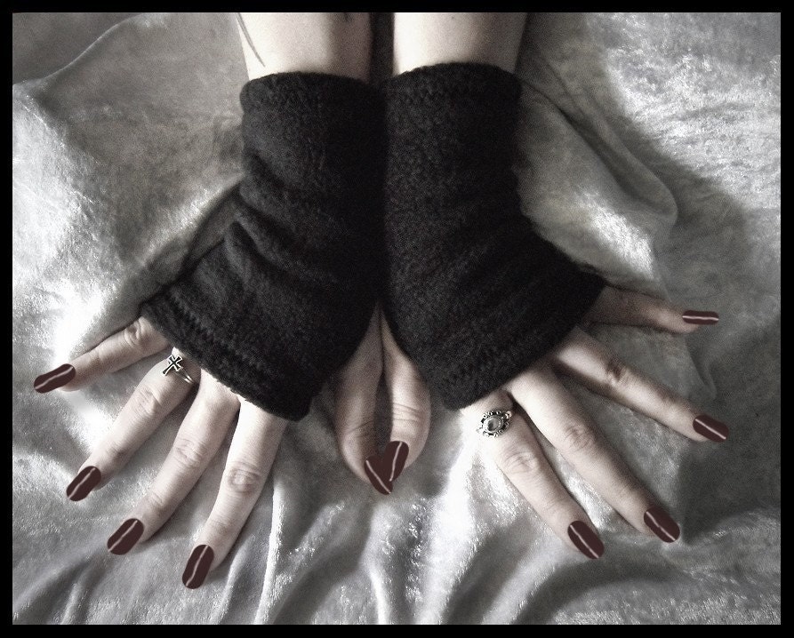 Arm Warmers -  Black Listed Super Soft Fleece Unisex Fingerless Gloves - Custom Colors - Lolita Steampunk Sweet Noir Chic Gothic Boho