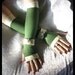 Sairina's Song Spat Arm Warmers - Olive Green w/ Warm Cream Wrist Strap & Vintage Silver Button - Steampunk Sweet Chic Military Noir