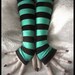 Rain's Embrace Arm Warmers - Teal & Black Stripes - Belly Dance Fusion Bellydance Classic Bohemian Yoga Cycling Gaia Emo Vampire Romantic