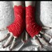 Moira Lace Fingerless Gloves - Bright True Red Embroidered Floral Roses - Gothic Cyber Vampire Regency Tribal Fetish Austen Wedding Romantic