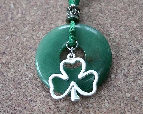 Green Aventurine and Silver Lucky Clover Necklace