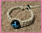 Lucky Turtle Surfer Phatty Thick Hemp Bracelet Anklet With Kukui Nut