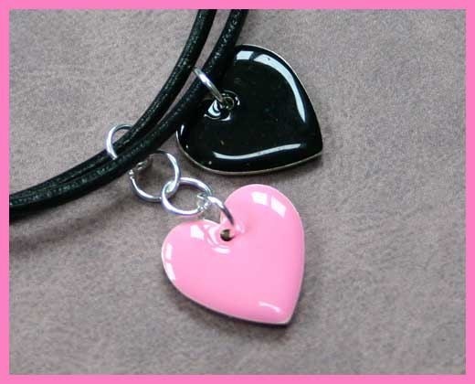 Leather Surfer Anklet with Hearts