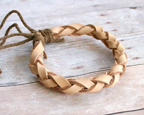 Light Leather Mens Bracelet Surfer Style Adjustable