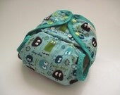 One Size Ooga Booga on Turquoise Pocket Diaper with Bamboo Velour Inner