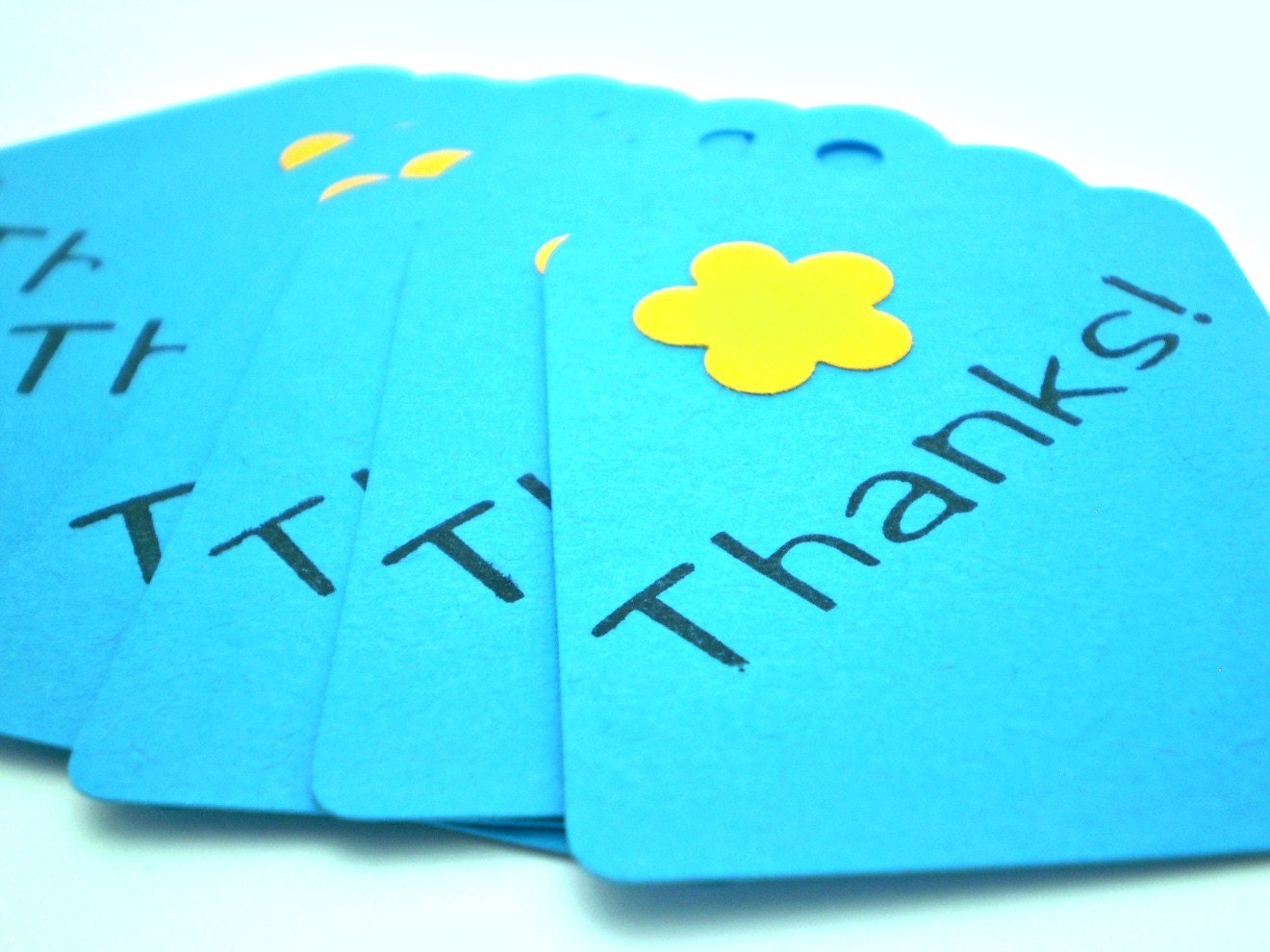 SALE 50% off - Thanks Tags in Bright Blue - set of 15 - HANDMADE by the KIDS