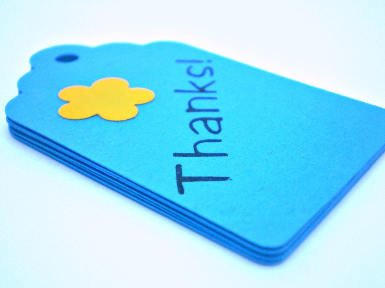 SALE 50% off - Thanks Tags in Bright Blue - set of 15 - HANDMADE by the KIDS