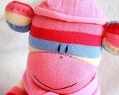 Sock Monkey Doll Pink Stripes, Stuffed Animal Doll Baby Toys