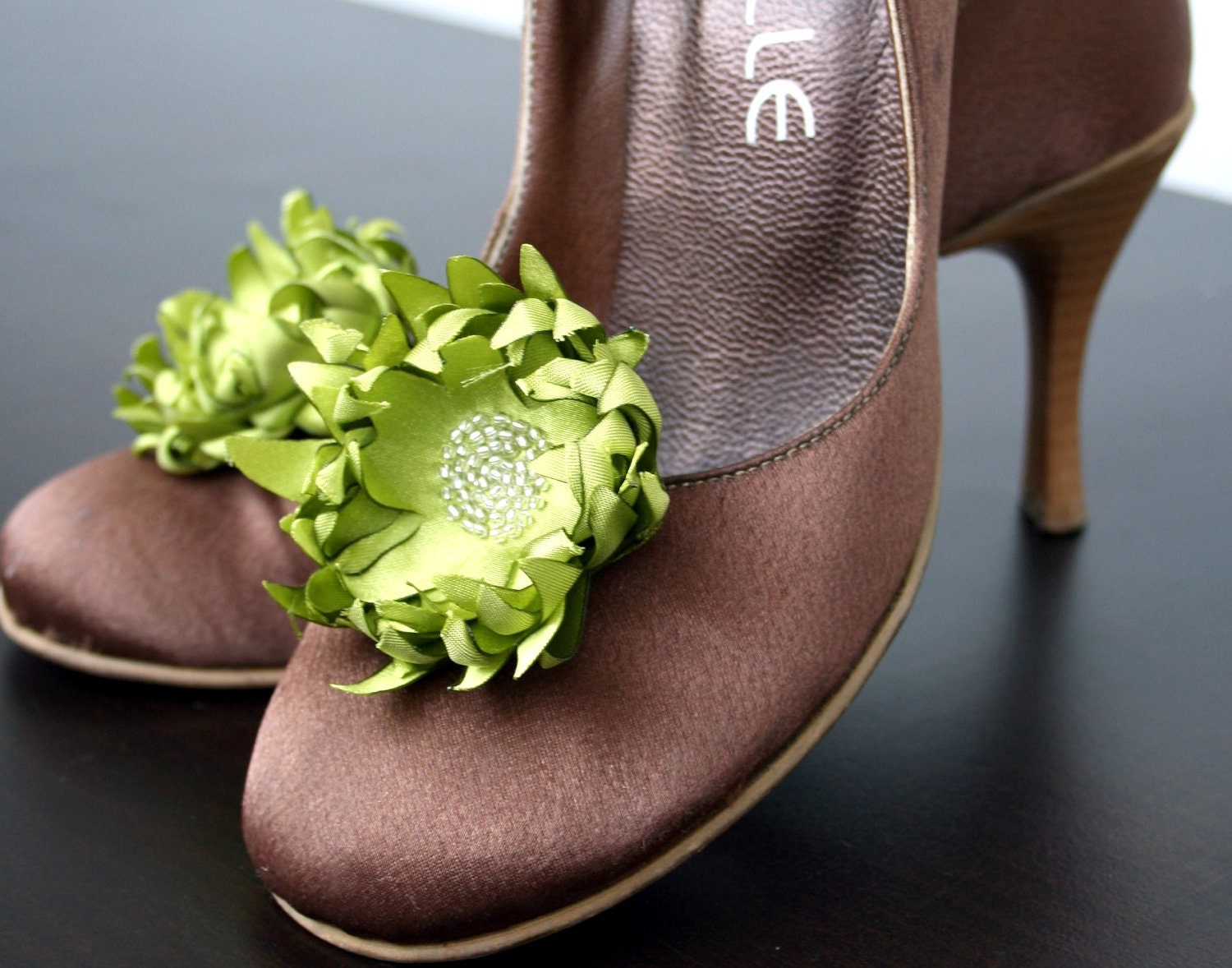 Handmade Apple Green Shoes Clips  2 PCS