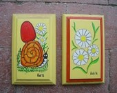 Pair of Little Yellow Vintage 70s Original Paintings