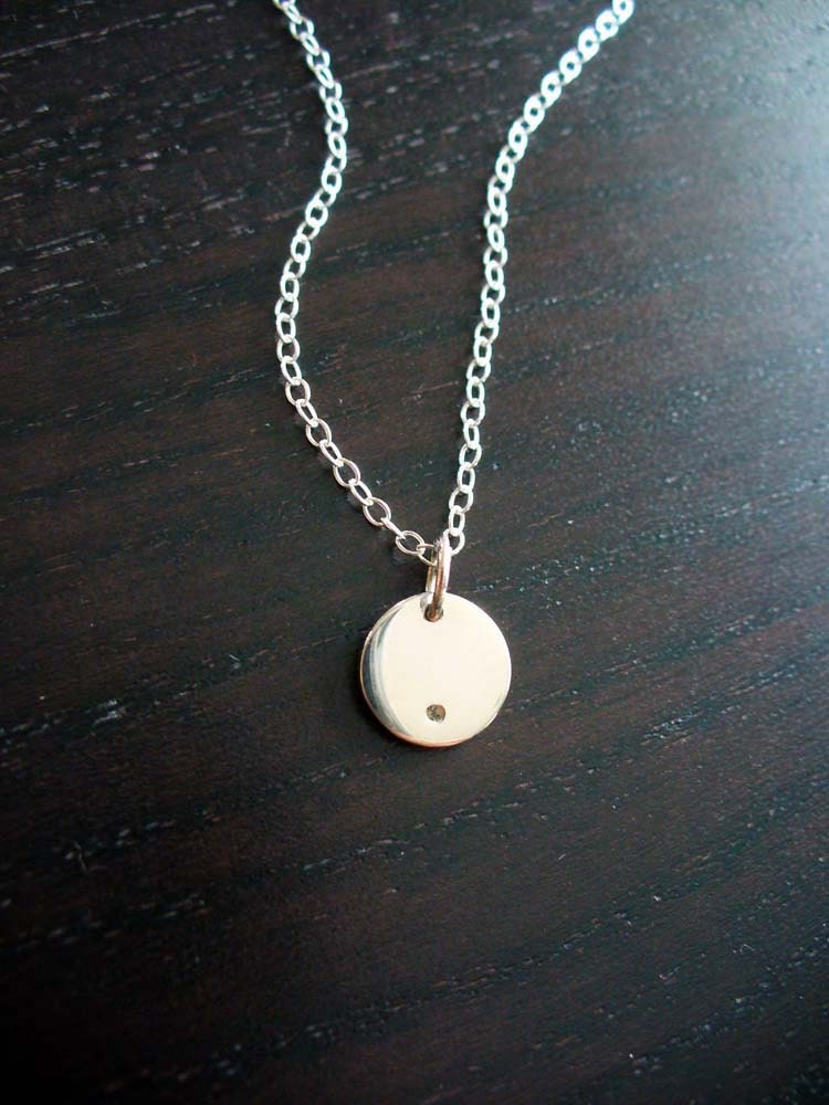 Silver Circle and Diamond Necklace