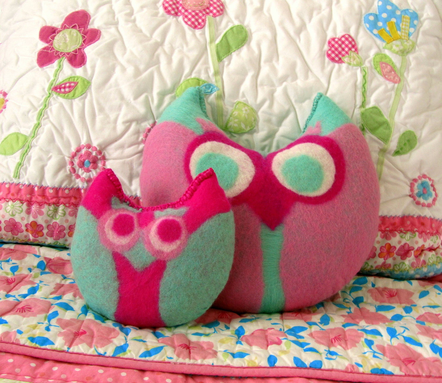 Owl Plush Pillow and Baby Owl Set Handmade on Etsy 25 % off