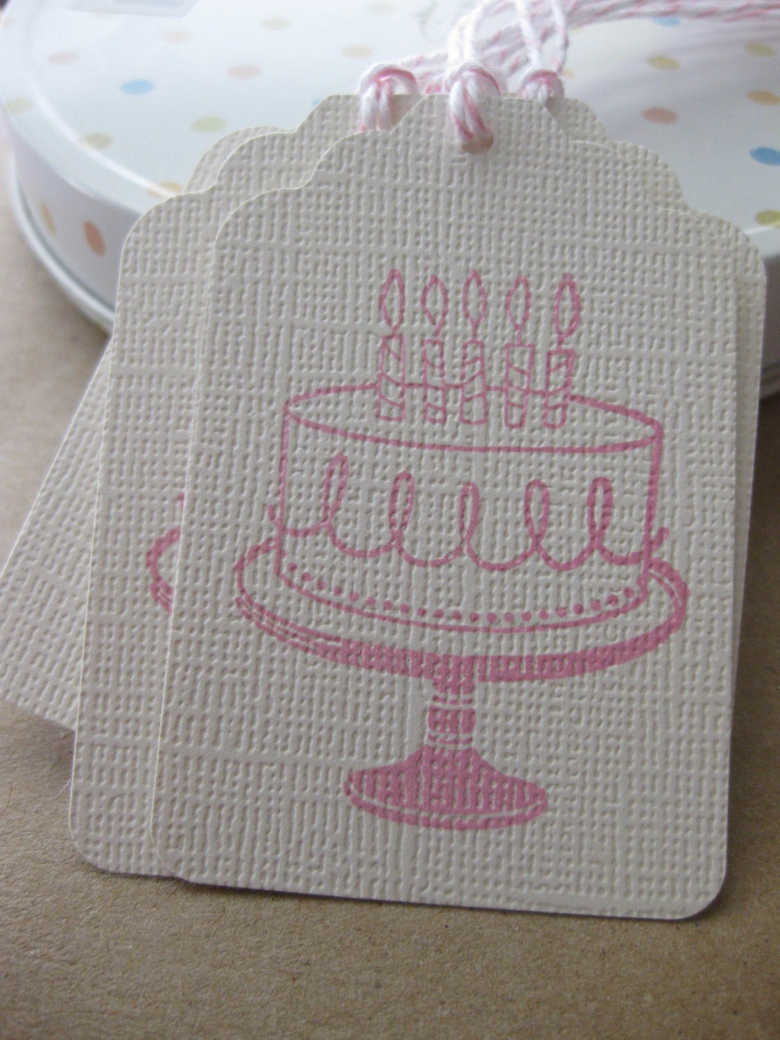 Clearance--Pink Birthday Cake Tags