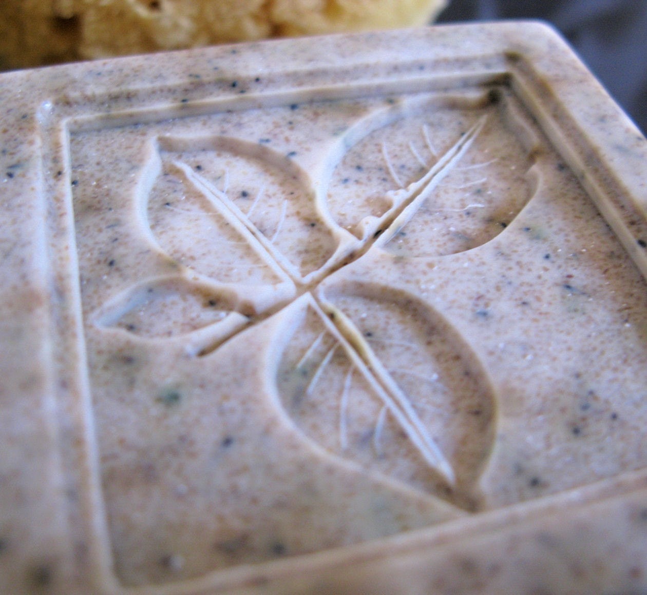 Tea Tree and Lavender Embossed Oatmeal Soap With Ground Lavender Buds