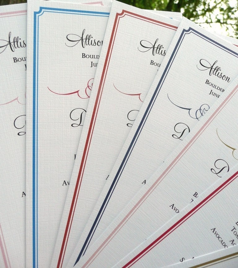Flourish Wedding Menus, (Set of 100), White, Cream, Ivory Linen