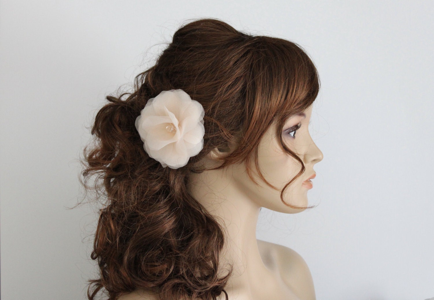 Bridal Hair Flower-Birdcage Veil Fascinator-Bridal Flower Hair Pin-Bridal Flower Fascinator-Flower with Crystal-F132