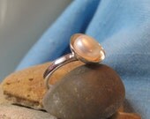 Pearl Engagement Ring White Pearl Cocktail Ring Sterling Silver Polished Platinum Finish OOAK JJDLJewelryArt