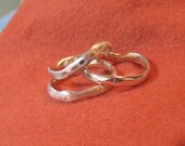 Recycled Silver Ring Freeform Fused Asymmetric Thin Sterling Stacking Band Organic Natural Unisex Pinkie Ring JJDLJewelryArt