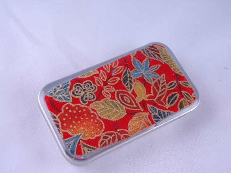 Deep Jewel Tones - Stash your secrets in this cool small slider tin - Resin protected Chiyogami top
