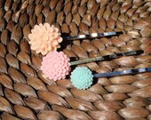 Pretty Flower Hair Bobby Pins- set of 3- Wear one, wear them all