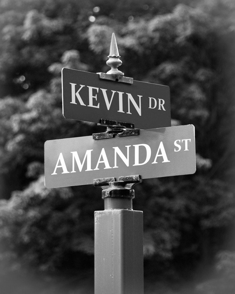 Signs of Love 8x10 Inch Matted Personalized Photograph, You Choose Names for Sign, Unique Valentines Day, Anniversary, Wedding Gift