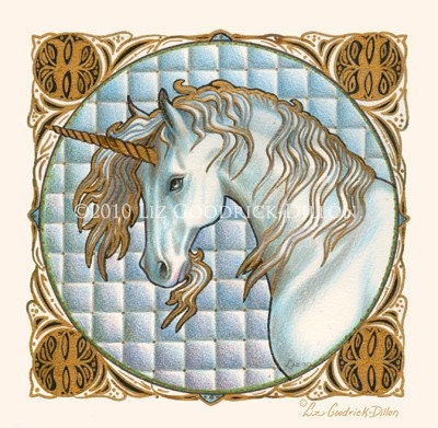 Unicorn Medallion (LGD176) 8x8 Print