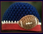 NY Giants Crochet Football Hat