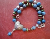 Denim Lapis with a Sterling Heart Pendant