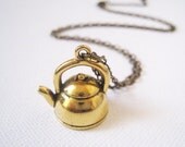 Antique Gold Teapot Necklace