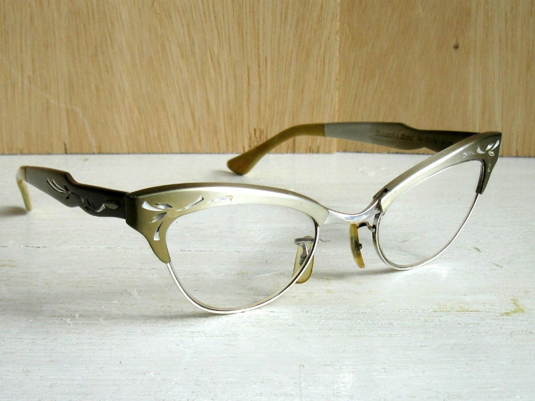 Vintage cat eye glasses 1950s Bausch and Lomb aluminum