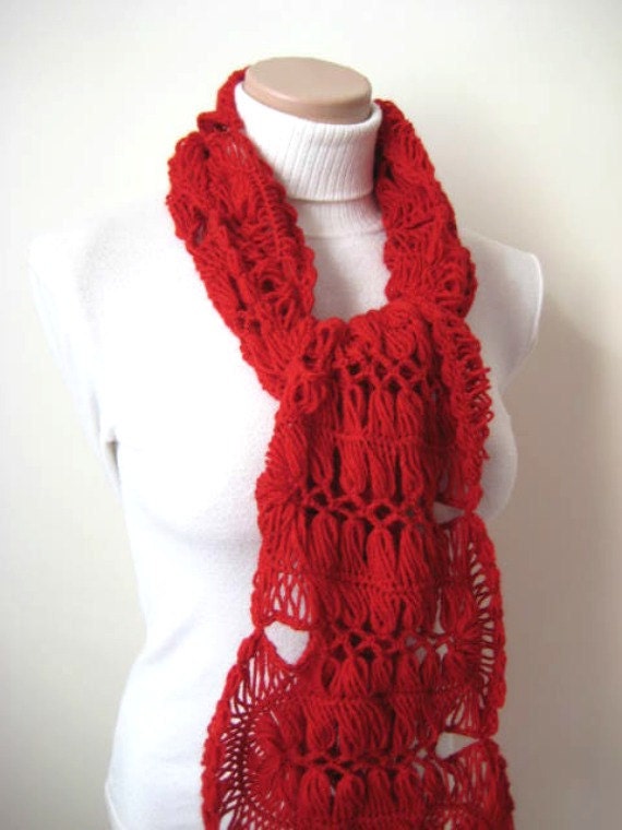 Red Fashion Scarf - GIFT FOR HER - Wrap, Warm, Hot Claret Red Scarf, Scarflette, Neckwarmer, Cowl - Ready to Ship