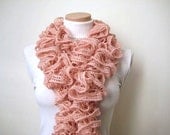 Blush Powder Pink Frilly Scarflette, Neck Tissue, Rag, Neckwarmer, Foulard - Gift for Her - Ready to Ship
