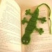 Green CROCHET BOOKMARK Creature, Lizard, Crocodile with Long Tail - Gift for Her, for Him - Ready to Ship