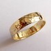 Gold mens wedding band wedding ring 5mm wide hammered for men and women yellow domed traditional