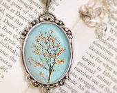 Tree Necklace - Silver Pendant - Dancer in the Dark (blue) Wearable Art with Silver Chain