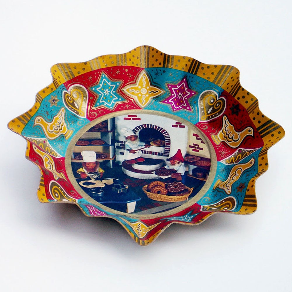Vintage Tray Bowl Elves Christmas Made in Western Germany 1950s