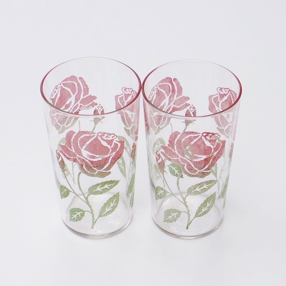 Vintage Drinking Glasses Roses