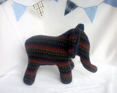 Medium Multi-colored Upcycled Felted Wool Elephant Plush Toy