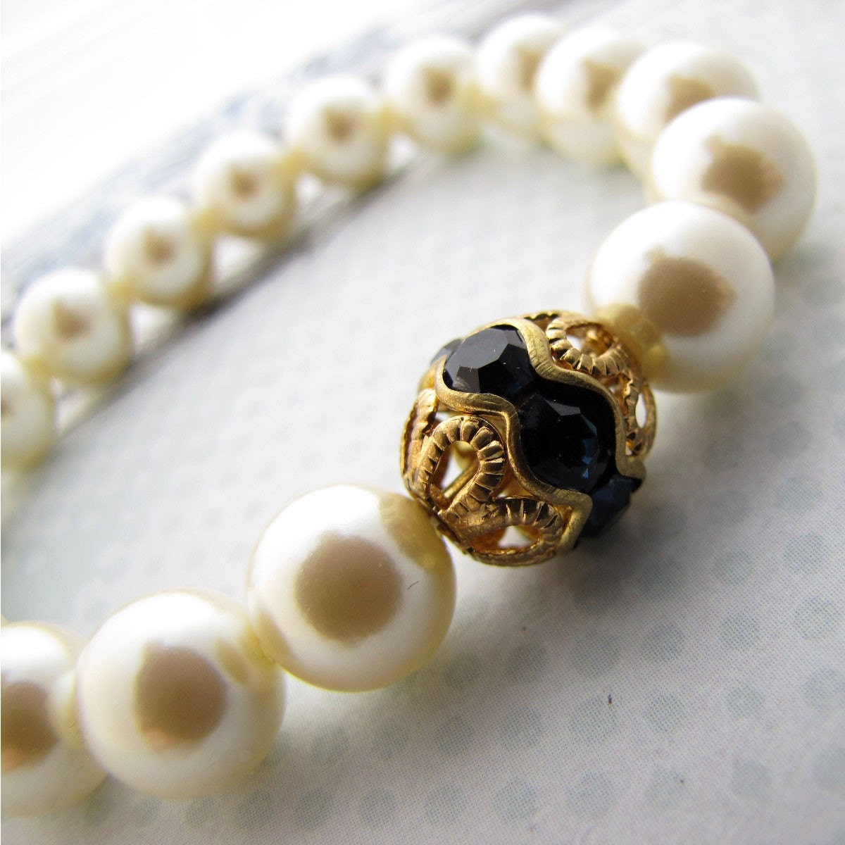Something Blue Vintage Pearl Bracelet