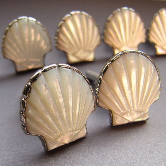 Reserved for Kim: Beach Wedding Cufflinks  - Light Ivory Mother of Pearl