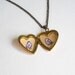 Bird Locket - Heart Locket with Birds - Gold Vintage Brass Locket Necklace - Purple Birds in Love - Wearable Art