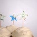 12 Vintage Map Star Cupcake Toppers