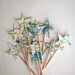12 Vintage Map Star Cupcake Toppers