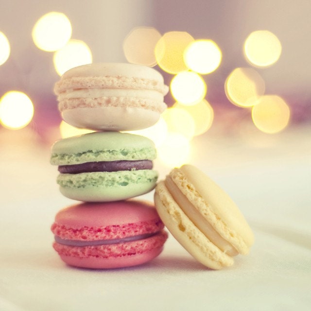 Macaroons in Pastel and Bokeh Background - 5x5 Fine Art Photo