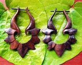 Tulip Hoops - Wooden Earrings Post Design - BROWN