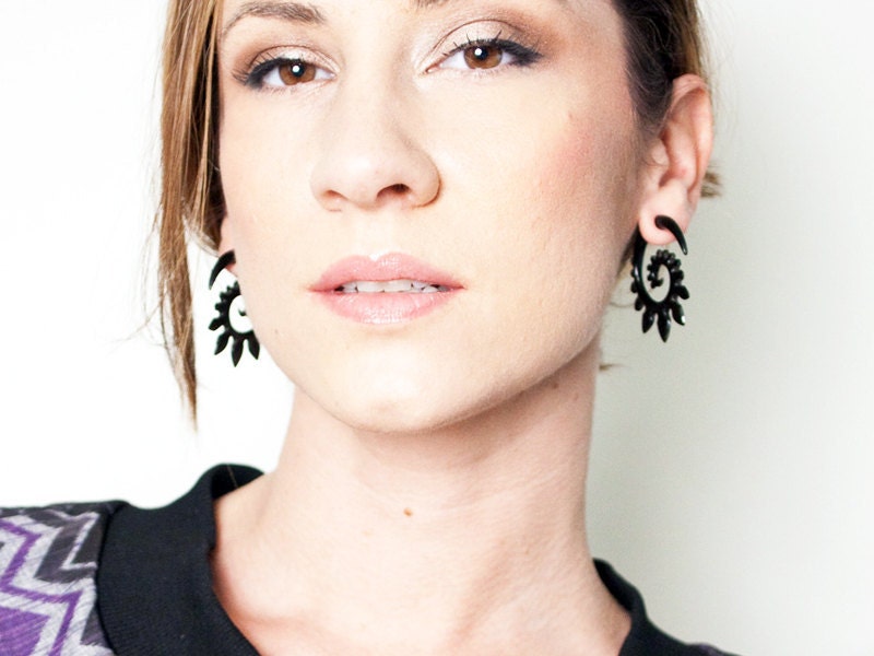 Fake Gauges - Black Horn Spade Spirals